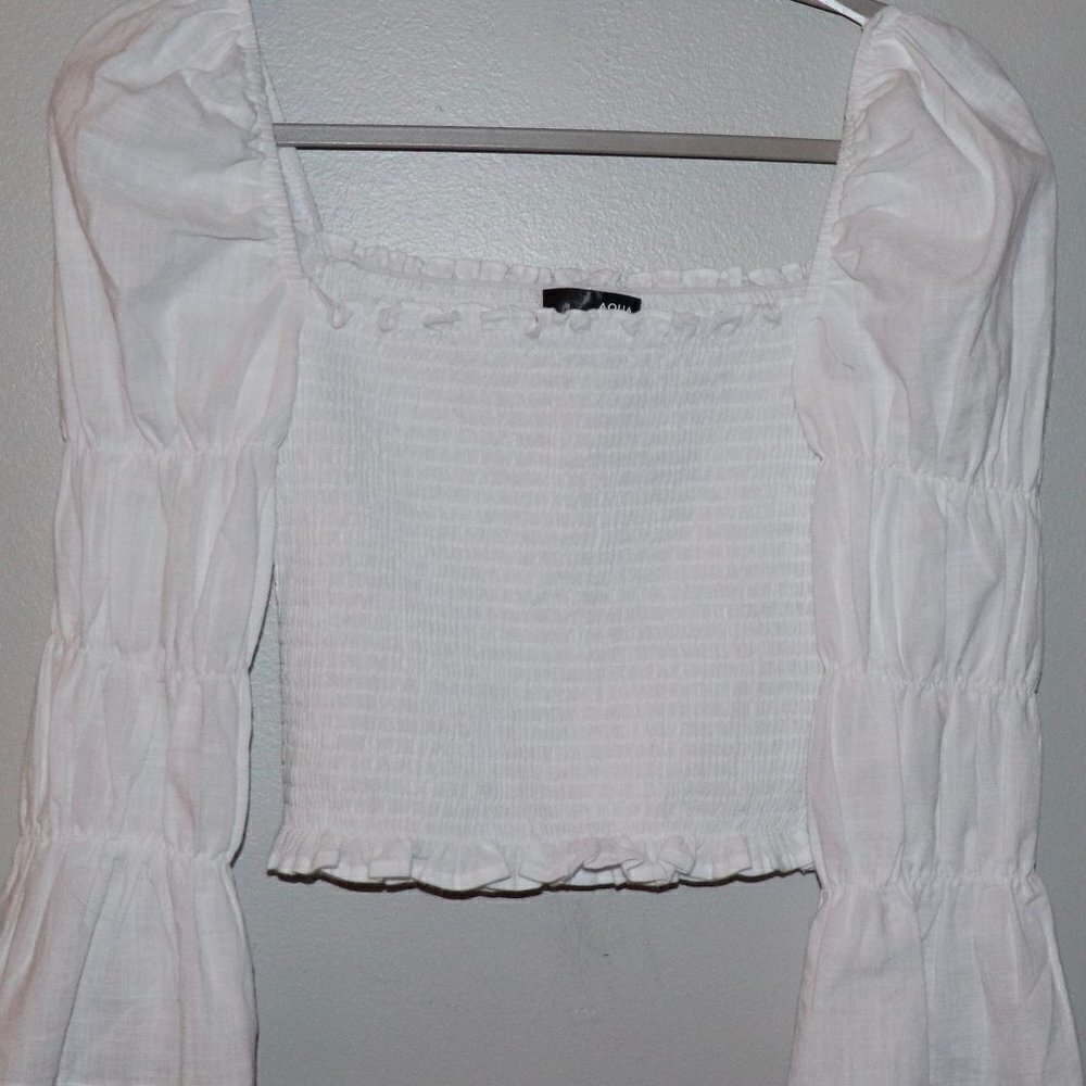 AQUA Boho puffed sleeves Top Size S